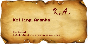 Kolling Aranka névjegykártya